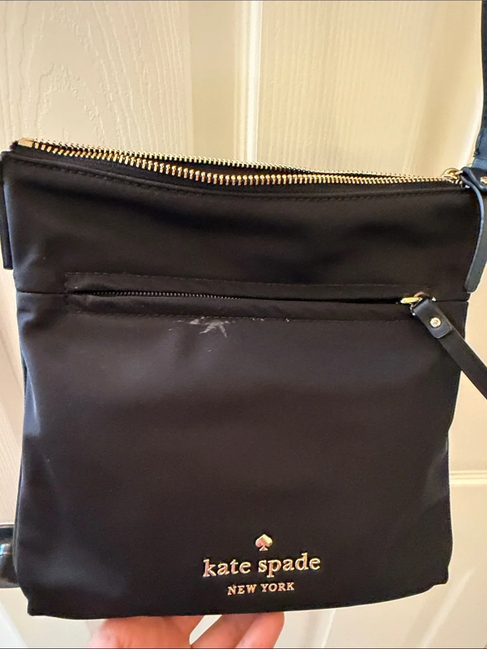 kate spade Black Nylon Crossbody with Gold Accents